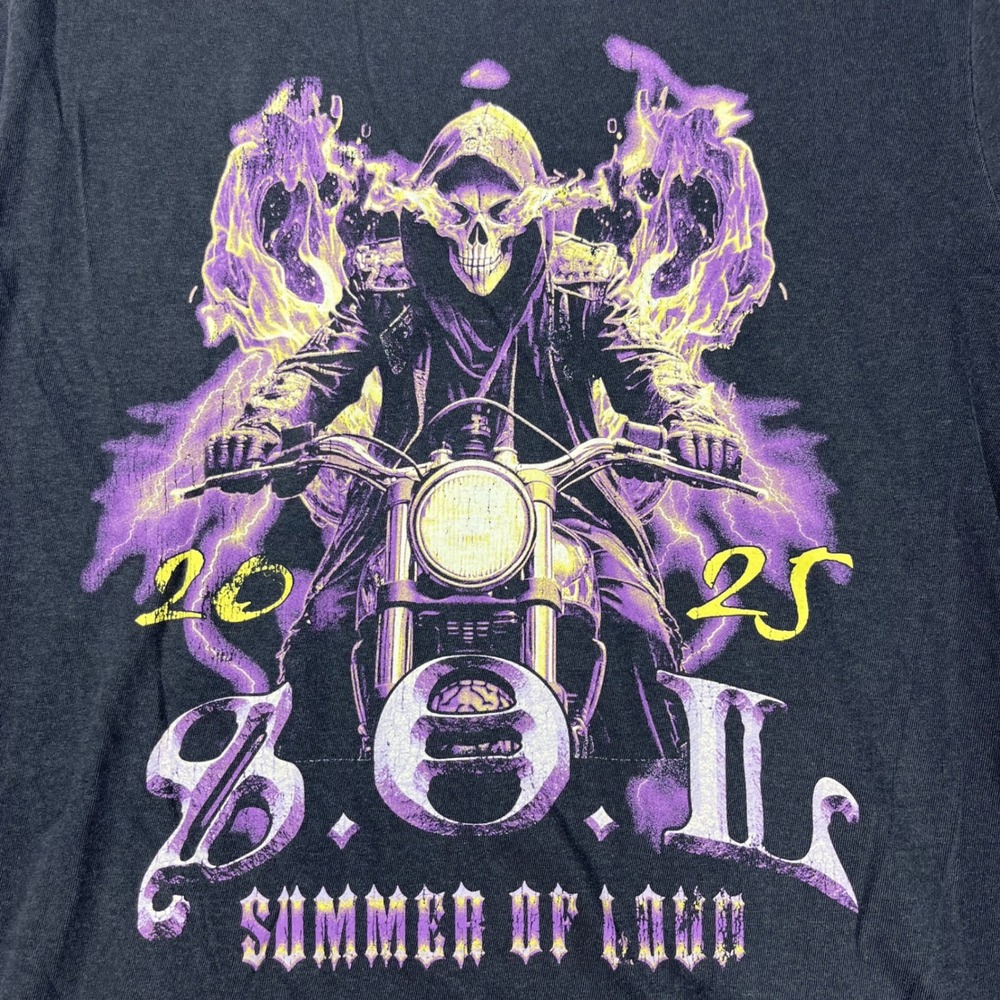 Comfort Colors Summer of Loud 2025 Tour Graphic T-Shirt Mens Medium Black Skull